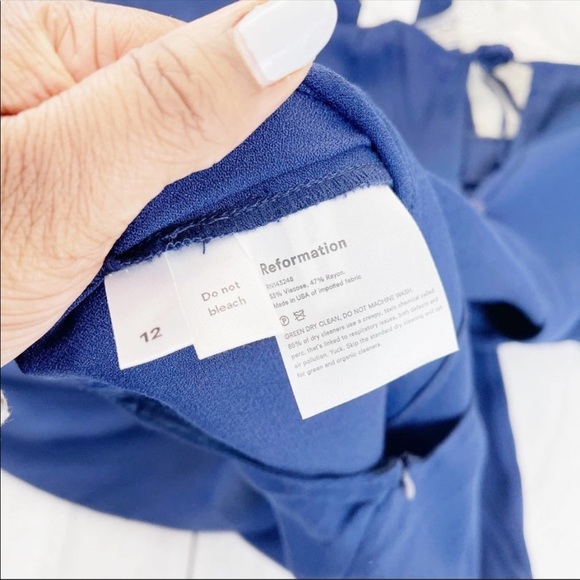 Reformation Mayer Jumpsuit Cutout back with Tie in Danube Blue Size 12 NEW - Picture 3 of 3